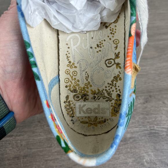 Keds x Rifle Paper Company Blue Lively Floral Sneakers Sz.9 - Picture 10 of 12